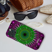 Coques Case-Mate iPhone Abstrait moderne vert violet fractal Mandala Nom