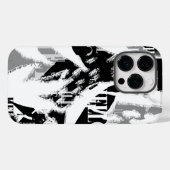 Coques Case-Mate iPhone Abstrait noir blanc gris (Verso (horizontal))