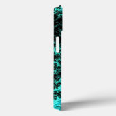 Coques Case-Mate iPhone Abstrait noir Turquoise symétrique fractal (Verso / Droite)