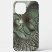 Coques Case-Mate iPhone Abstrait Olive Sage Green Grey Fractal Art Imagina (Verso)