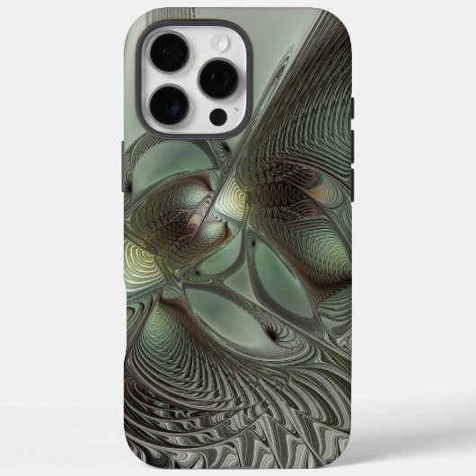 Coques Case-Mate iPhone Abstrait Olive Sage Green Grey Fractal Art Imagina (Verso)