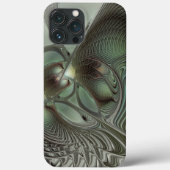 Coques Case-Mate iPhone Abstrait Olive Sage Green Grey Fractal Art Imagina (Verso)