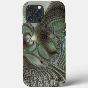Case-Mate iPhone Case Abstrait Olive Sage Green Grey Fractal Art Imagina
