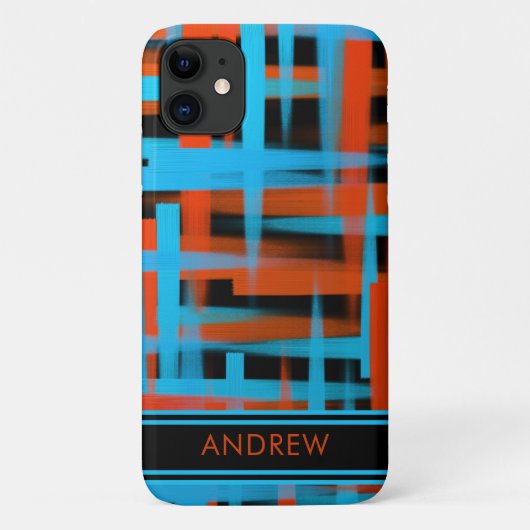 Coques Case-Mate iPhone Abstrait Orange Bleu Orange Bleu Bleu Étroits Mono (Dos)