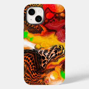 Coque Pour iPhone 14 Abstrait Orange Lime Digital Pour Peinture