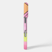 Coques Case-Mate iPhone Abstrait patchwork rose et vert citron (Verso / Droite)