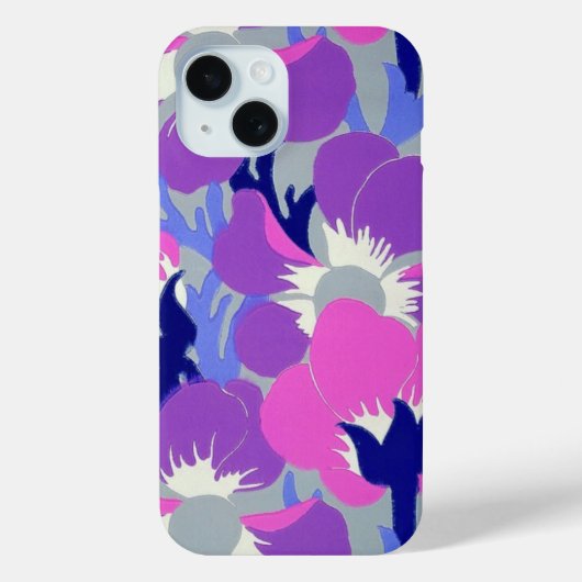 Coques Case-Mate iPhone Abstrait plaisir floral - Violet et gris (Verso)