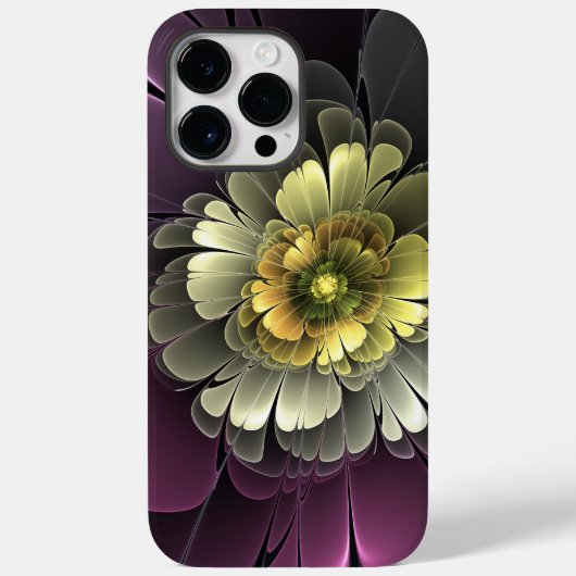 Coques Case-Mate iPhone Abstrait Purpur moderne Khaki Gris Fleur fractale (Verso)