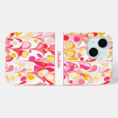 Coques Case-Mate iPhone Abstrait Retro Marble Motif rose Personnalisé (Verso (horizontal))