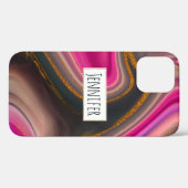 Coques Case-Mate iPhone Abstrait rose et noir avec perruques d'or (Verso (horizontal))