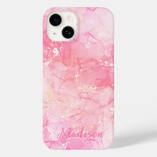 Coque Pour iPhone 14 Abstrait rose moderne personnalisé