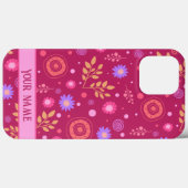 Coques Case-Mate iPhone Abstrait rose Nom personnalisé Fun Moderne (Verso (horizontal))