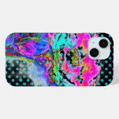 Coques Case-Mate iPhone Abstrait rose turquoise aquarelle pois (Verso (horizontal))