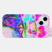Coques Case-Mate iPhone Abstrait rose turquoise aquarelle pois (Verso (horizontal))
