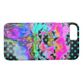 Coques Case-Mate iPhone Abstrait rose turquoise aquarelle pois (Dos (Horizontal))