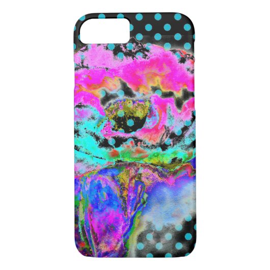 Coques Case-Mate iPhone Abstrait rose turquoise aquarelle pois (Dos)