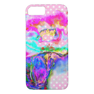 Coque Case-Mate Pour iPhone Abstrait rose turquoise aquarelle pois