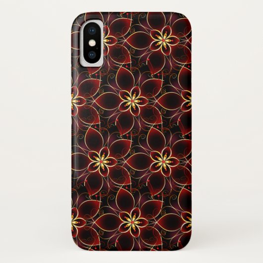 Coques Case-Mate iPhone Abstrait Rouge Et Or Sans Fil Motif Floral (Dos)