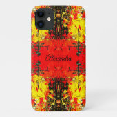 Coques Case-Mate iPhone Abstrait Rouge Noir Jaune Parties scintillant Nom (Dos)