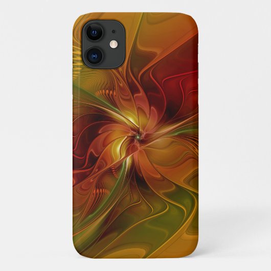 Coques Case-Mate iPhone Abstrait Rouge Orange Brown Vert Fractal Art Flowe (Dos)