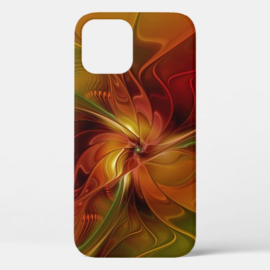 Coques Case-Mate iPhone Abstrait Rouge Orange Brown Vert Fractal Art Flowe (Verso)