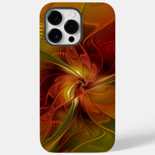 Coque Pour Pour iPhone 14 Pro Max Abstrait Rouge Orange Brown Vert Fractal Art Flowe