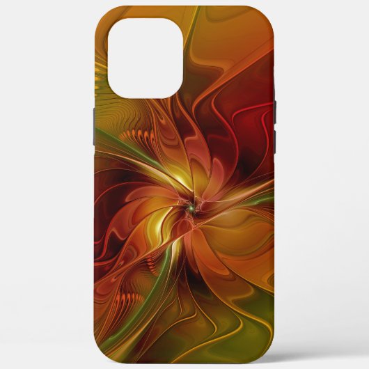 Coques Case-Mate iPhone Abstrait Rouge Orange Brown Vert Fractal Art Flowe (Verso)