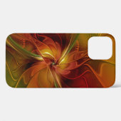 Coques Case-Mate iPhone Abstrait Rouge Orange Brown Vert Fractal Art Flowe (Verso (horizontal))
