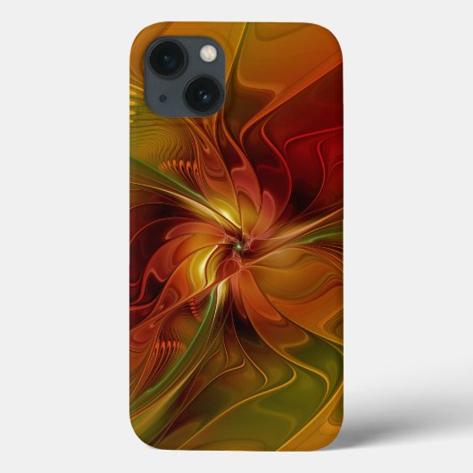 Coques Case-Mate iPhone Abstrait Rouge Orange Brown Vert Fractal Art Flowe (Verso)