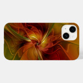 Coques Case-Mate iPhone Abstrait Rouge Orange Brown Vert Fractal Art Flowe (Verso (horizontal))