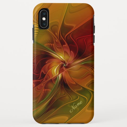 Coques Case-Mate iPhone Abstrait Rouge orange Brown Vert Fractal Art Nom (Dos)