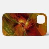 Coques Case-Mate iPhone Abstrait Rouge Orange Vert Fractal Nom (Verso (horizontal))