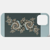 Coques Case-Mate iPhone Abstrait Spirales d'Art Fractal Bleu Clair Beige (Verso (horizontal))
