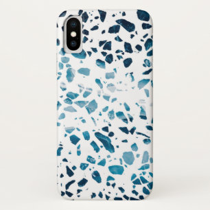 Case-Mate iPhone Case Abstrait Terrazzo Mosaic Marine et Motif bleu clai