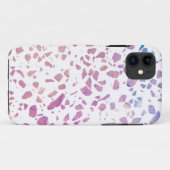 Coques Case-Mate iPhone Abstrait Terrazzo Mosaic rose et Motif bleu (Dos (Horizontal))