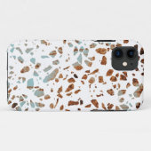 Coques Case-Mate iPhone Abstrait Terrazzo Mosaic rouille Brown & Motif ble (Dos (Horizontal))