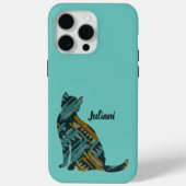 Coques Case-Mate iPhone Abstrait Turquoise et Amoureux des chats or (Verso)