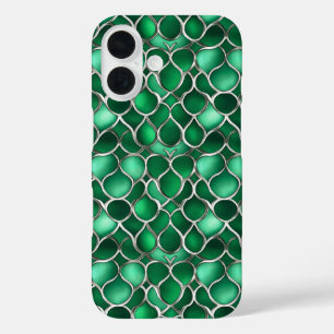 Coques iPhone 16 Abstrait vert argent
