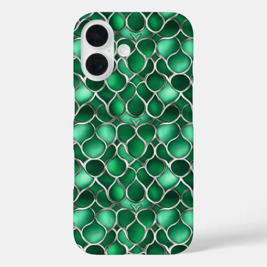 Coques Case-Mate iPhone Abstrait vert argent (Verso)