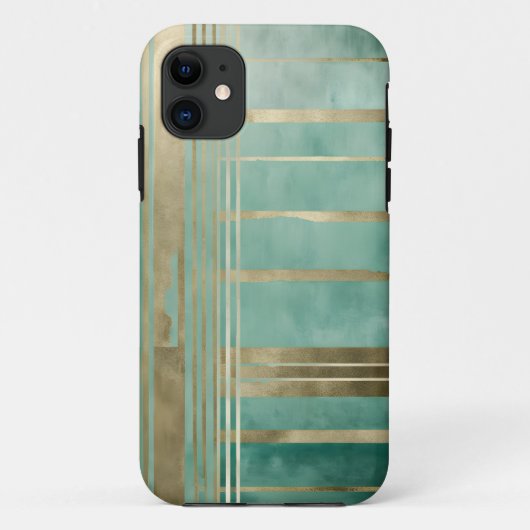 Coques Case-Mate iPhone Abstrait vert et or #3 (Dos)