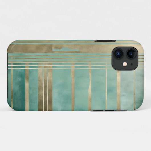 Coques Case-Mate iPhone Abstrait vert et or #3 (Dos (Horizontal))