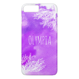 Coques Pour iPhone Abstraite aquarelle violette et récif blanc
