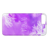 Coques Case-Mate iPhone Abstraite aquarelle violette et récif blanc (Dos (Horizontal))