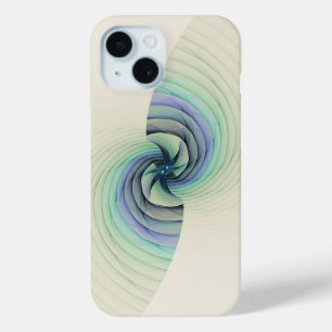 Coque Pour iPhone 15 Abstraite spirale bleue et verte