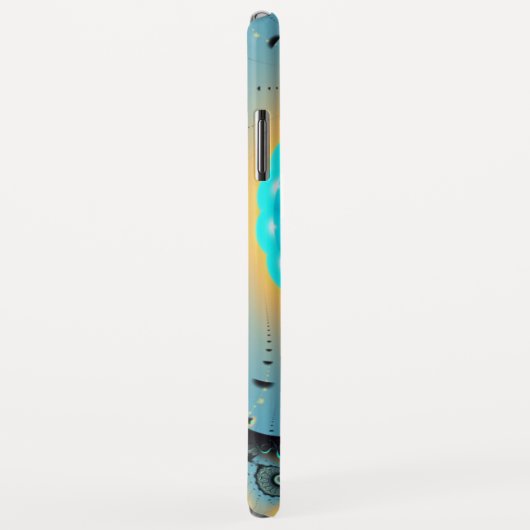 Coques Case-Mate iPhone Abstraite spirale d'art fractal bleu turquoise ora (Dos/Droite)