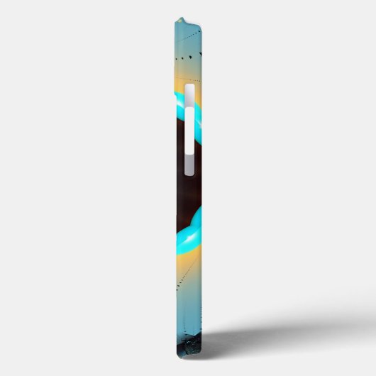 Coques Case-Mate iPhone Abstraite spirale d'art fractal bleu turquoise ora (Verso / Gauche)