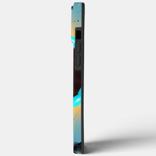 Coques Case-Mate iPhone Abstraite spirale d'art fractal bleu turquoise ora (Verso / Gauche)