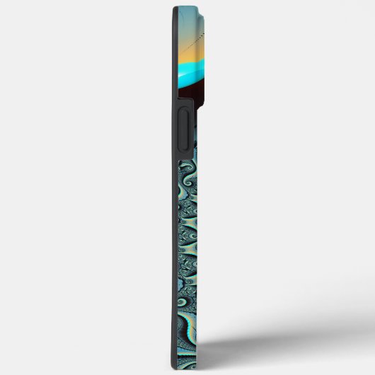 Coques Case-Mate iPhone Abstraite spirale d'art fractal bleu turquoise ora (Verso / Droite)