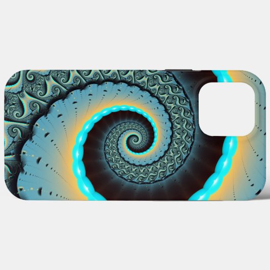 Coques Case-Mate iPhone Abstraite spirale d'art fractal bleu turquoise ora (Verso (horizontal))