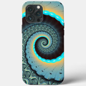 Coques Case-Mate iPhone Abstraite spirale d'art fractal bleu turquoise ora (Verso)